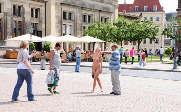 Naughty Linda naked in town